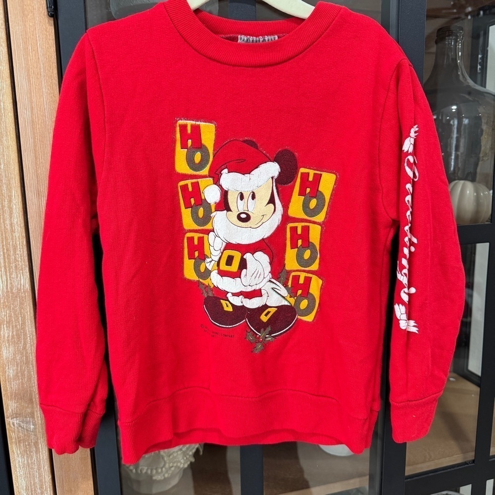 Vintage 90s Disney Mickey Mouse Santa Sweatshirt Christmas long sleeve tee